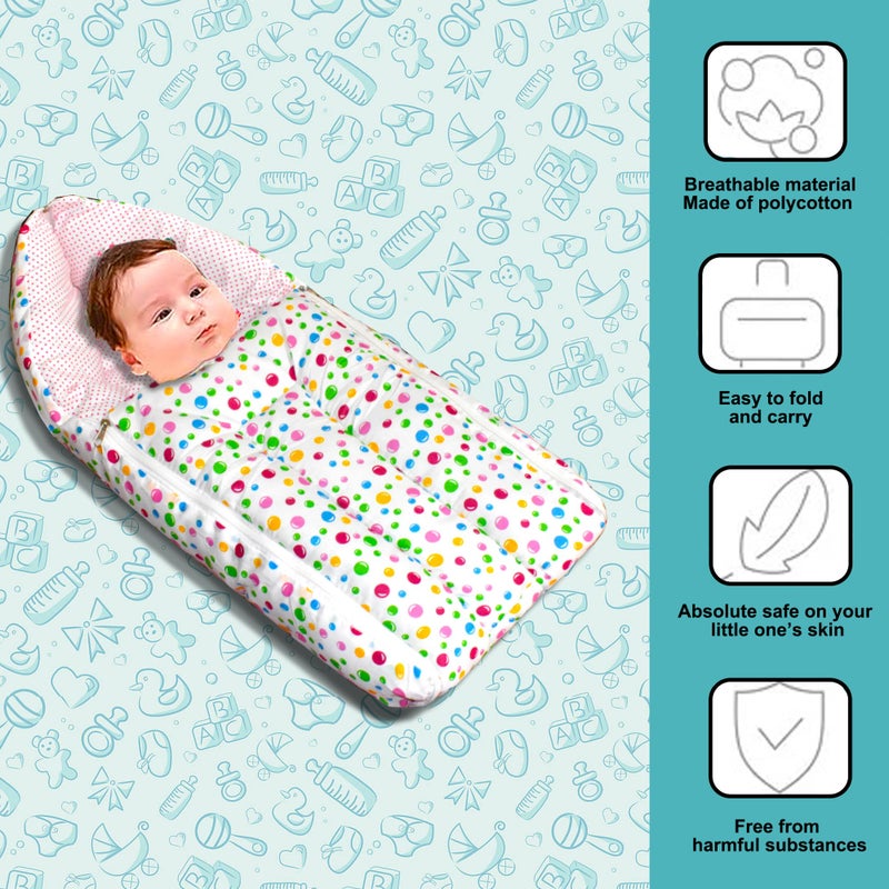 VParents Baby Sleeping Bag Cum Carrying Bag, Portable Bassinet, Unisex Baby Sleeping Bed, Carrying Nest, Cotton, 0-6 Months Bluebell (Pink)110216 - Image 4