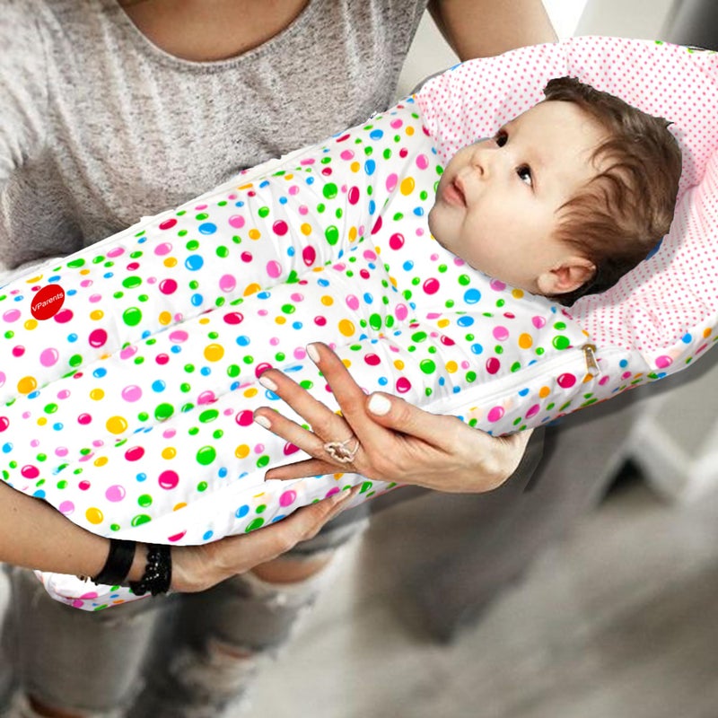 VParents Baby Sleeping Bag Cum Carrying Bag, Portable Bassinet, Unisex Baby Sleeping Bed, Carrying Nest, Cotton, 0-6 Months Bluebell (Pink)110216 - Image 3