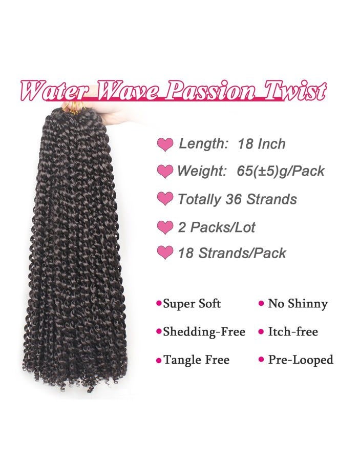 Leeven ضفائر شعر كروشيه بعمق 18 بوصة بتقنية الباشن تويست لعمل لوك الفراشة 2 قطع من شعر كروشيه مائي مموج للنساء 2# - Image 3