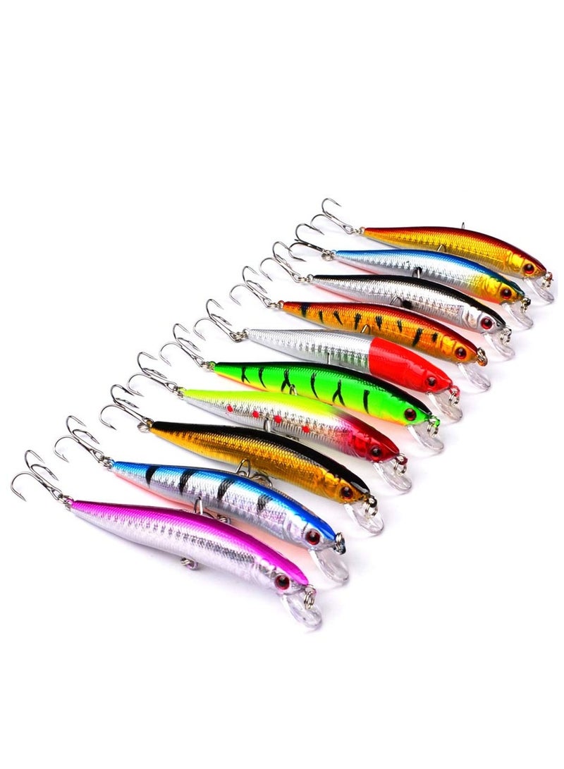 Generic 10-Pieces Of Fishing Bait 9.5cm/8.5g Biomimetic False Bait Plastic Hard Bait Fishing Gear Bait False Bait Set  - Image 1