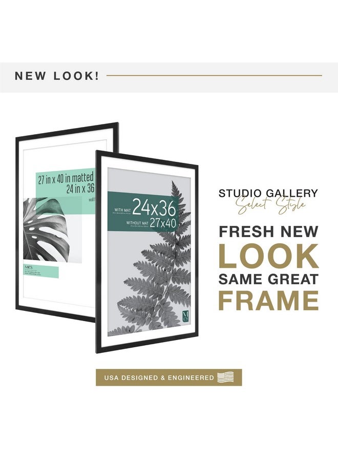 MCS MCS Studio Gallery 27x40 Matted to 24x36 Poster Frame Black Woodgrain, Vertical & Horizontal Wall Hanging Large Picture Frame for Photos, Posters & Art Prints (1-Pack)  - Image 1