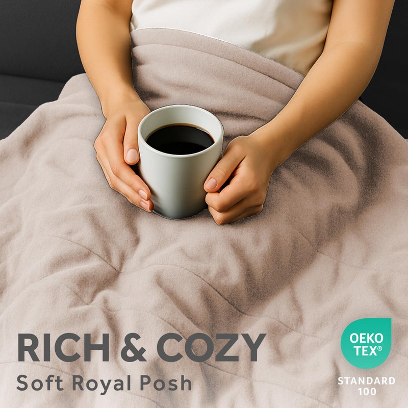 Sunbeam Royal Posh Velvet Heated Electric Blanket Queen Size, 90" x 84", 12 Heat Settings, 12-Hour Selectable Auto Shut-Off, Fast Heating, Machine Washable, Warm and Cozy, Champagne - Image 4
