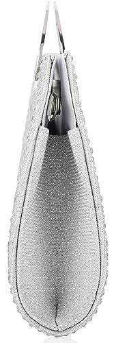DEXMAY DM Dexmay Rhinestone Clutch Handbag with Crystal Handle for Wedding Party Elegant Clutch Purse for Women Clear Silver - Image 4