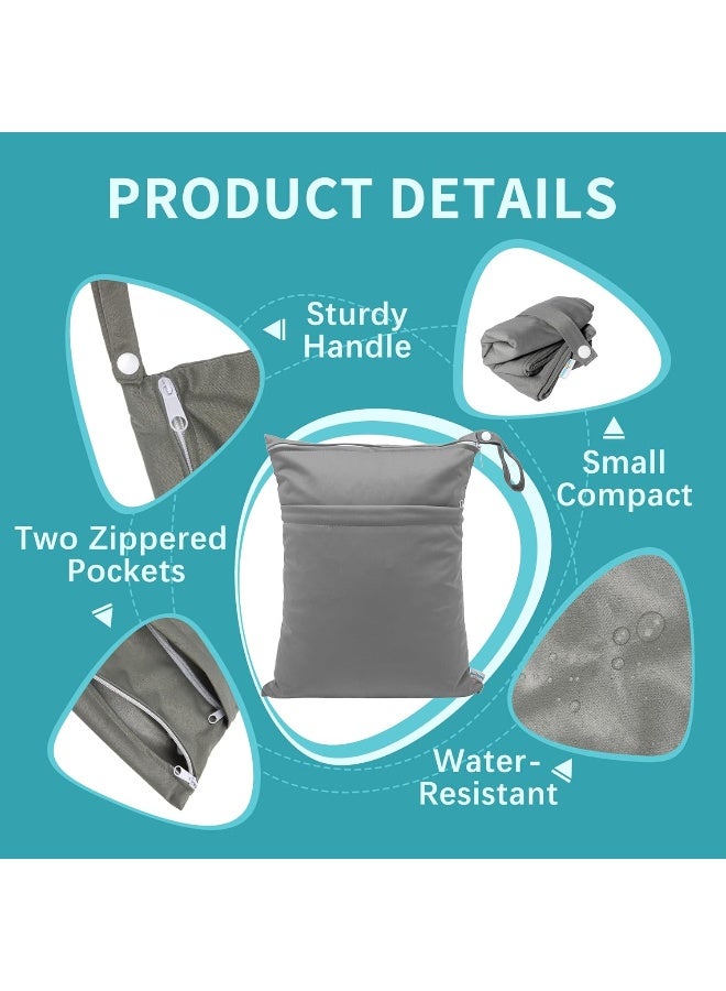 Babygoal Wet Dry Bags for Baby Cloth Diapers, Washable Travel Bags, Beach, Pool, Gym Bag for Swimsuits & Wet Clothes with Two Zippered Pockets - Image 2
