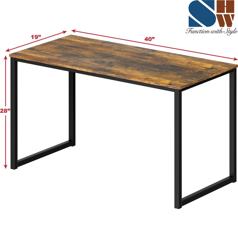 SHW Mission 40-Inch Home Office Computer Desk, Rustic Brown - Image 3