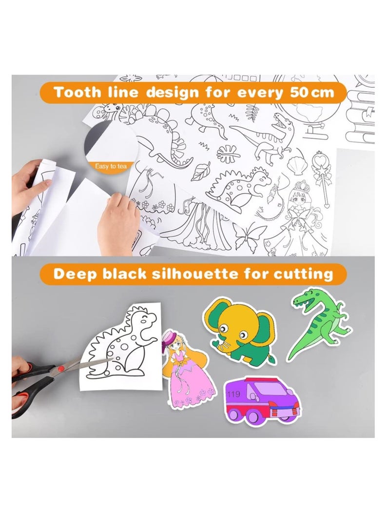 3m Roll of Drawing Paper, Coloring for Kids, Toddlers, DIY Cut and Stick for Girls and Boys (Animal World)  - Image 3