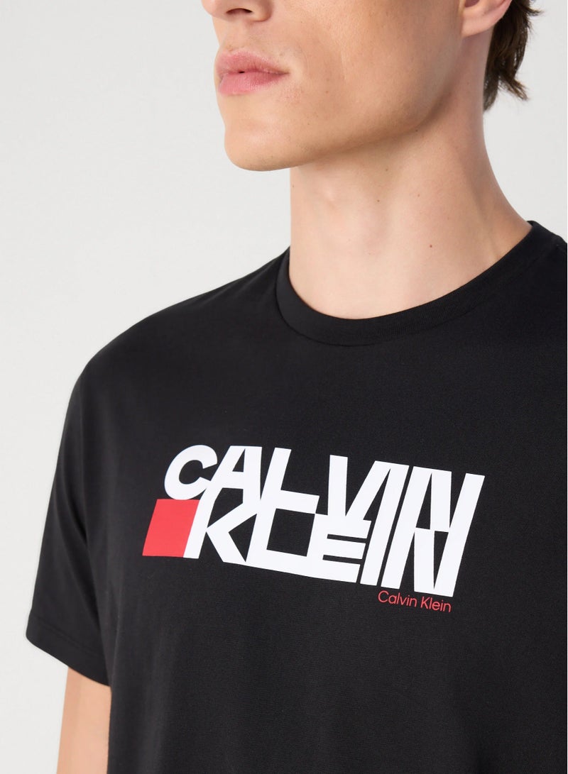 كالفن كلاين جينز تيشيرت قطن برسومات بياقة دائرية - Image 3