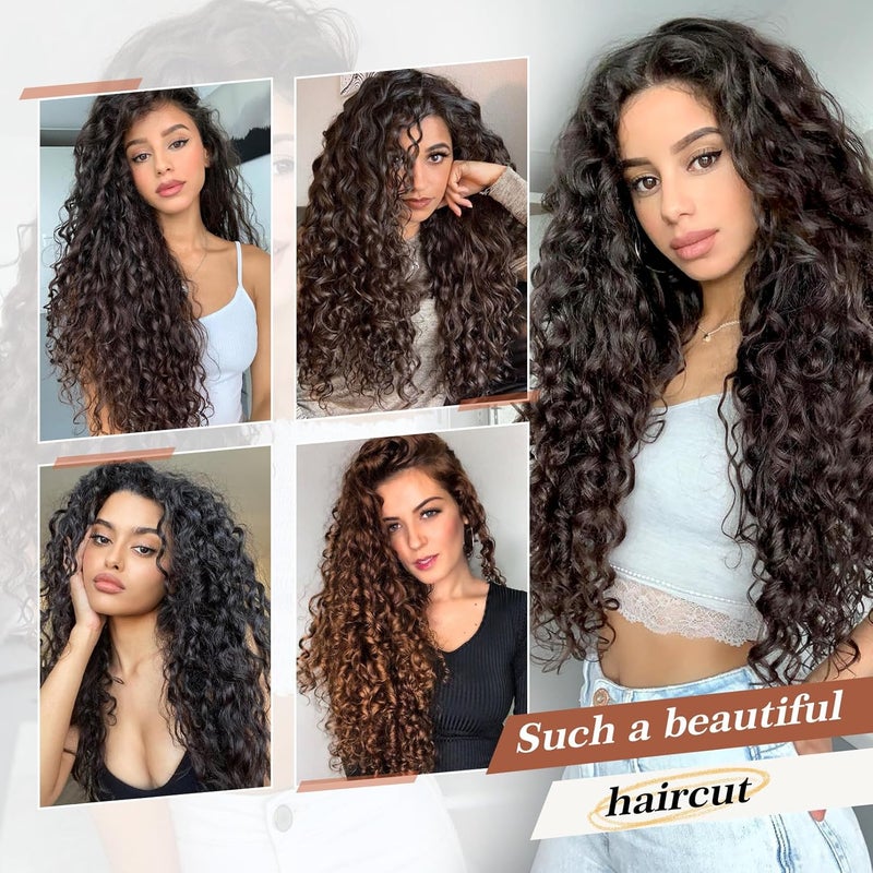 Flufymooz Clip in Hair Extensions, 4PC 100％ Pure Protein Silk Hair Extensions Long Soft Natural Hairpiece 20 Inch Curly Hair Extension for Women (Black with Copper Golden Blonde) - Image 5