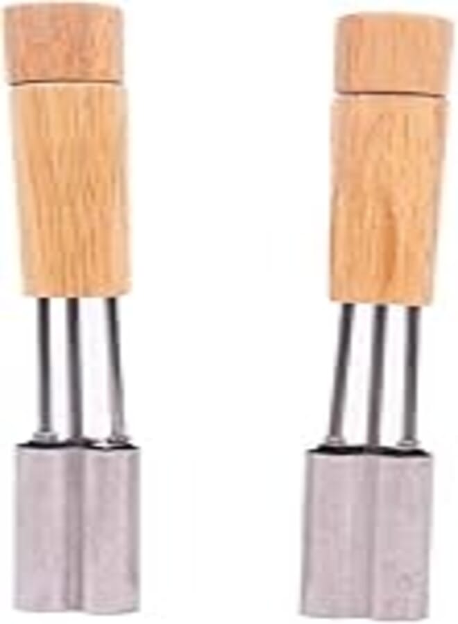 Accessories Shop Stainless Steel Heart-Shaped Cutter With Wooden Handle For Kitchen Set Of 2 Pieces - Silver Beige
