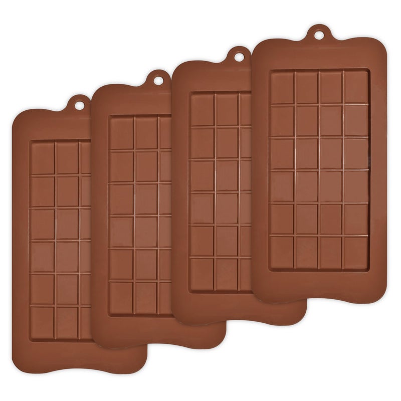 homEdge Break-Apart Chocolate Molds, Set of 4 Packs Food Grade Non-Stick Silicone Protein and Energy Bar Molds - Image 1