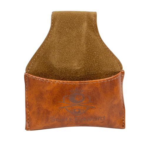 Scott Edward Billiard Chalk Holder Pouch Pool Cue PU Leather Chalk Holder with Clip, Portable Snooker Billiards Chalk Bag, Pool Accessories (Brown) - Image 1