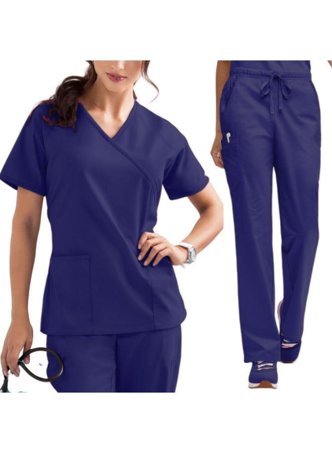 Loquat Womens Medical Scrubs Set Medical Uniform Set Navy Blue - Image 1