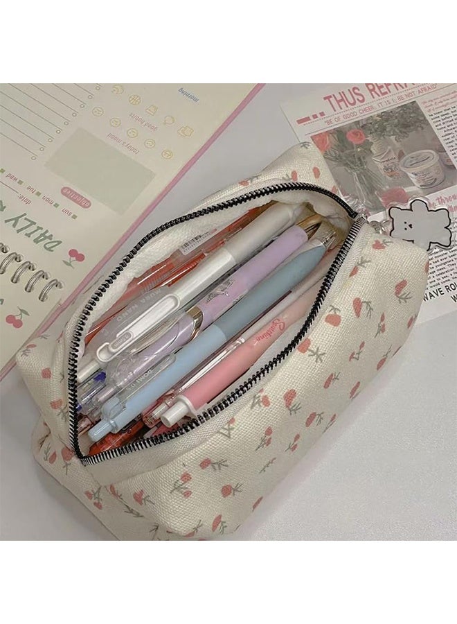 KANGLI 2 Pcs Beautiful Small Pencil Case with Floral Patterns Bright Colors for Stationery Storage on Students’ Desks School Supplies Pencil Pouch Students’ Backpack - Image 2