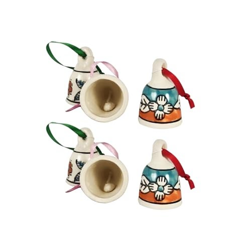 Lasaki Jerry Small Bell Set of 6 Ceramic windchimes Hand Painted for mandir aarti pujan, Wall hangings,Entry Gates,Home Decor,for puja,Office(L - 4.5 X W - 4.5 X H - 7 cm) - Image 5
