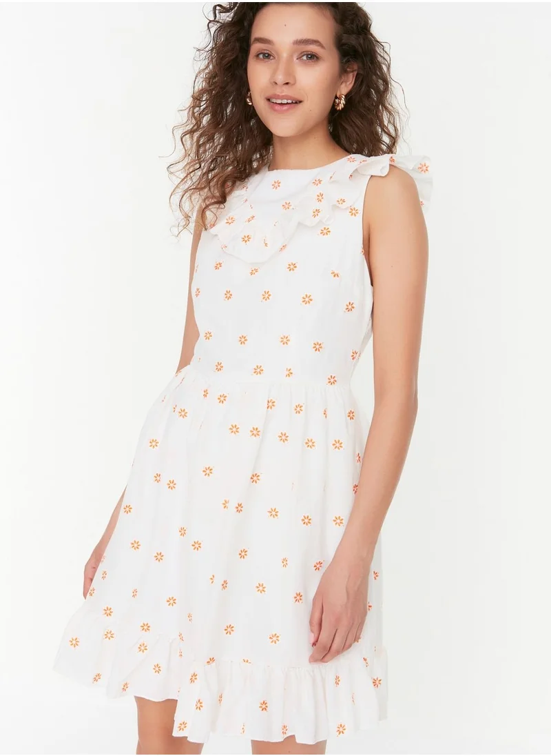 trendyol Printed Ruffle Detail Dress
