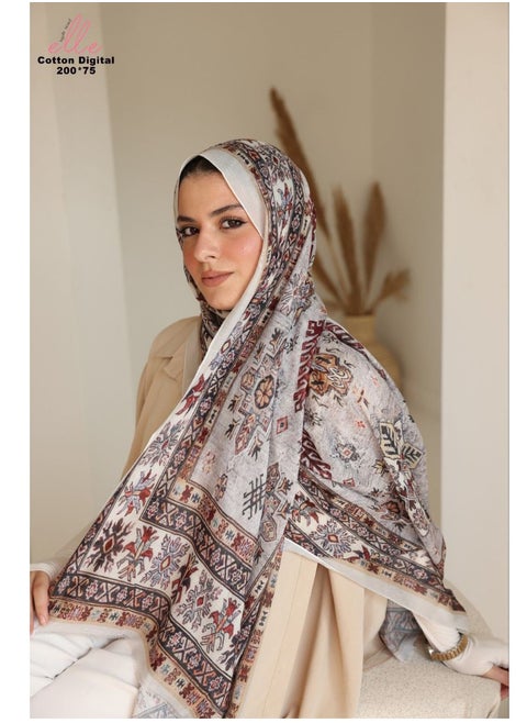 طرحة وشاح حجاب إسلامي قطني فاخر للنساء للمناسبات والأيام العادية - مقاس (200 سم × 75 سم)