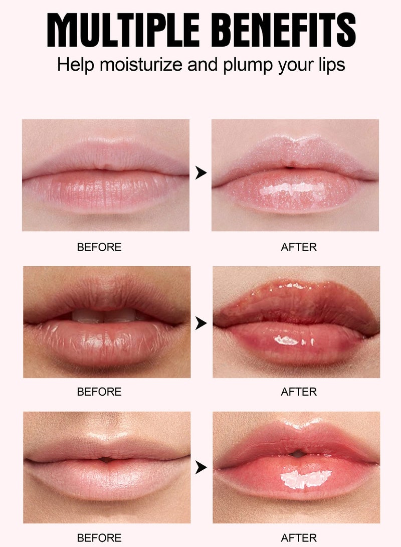 Lip Gloss- Lips Plumper Hyaluronic Acid, Moisturizing, Light High Shine, Non-Sticky,Soften And Condition,Crushed Diamonds, Nude Stain Lips Treatment ,Glow,Oil,Glaze,Balm,Glitter Lifter Glosses Tubes