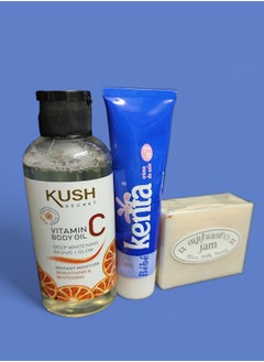 kenta Best combination for whitening dark spot under skin vitamin c oil with kenta cream and rice soap  - Image 1