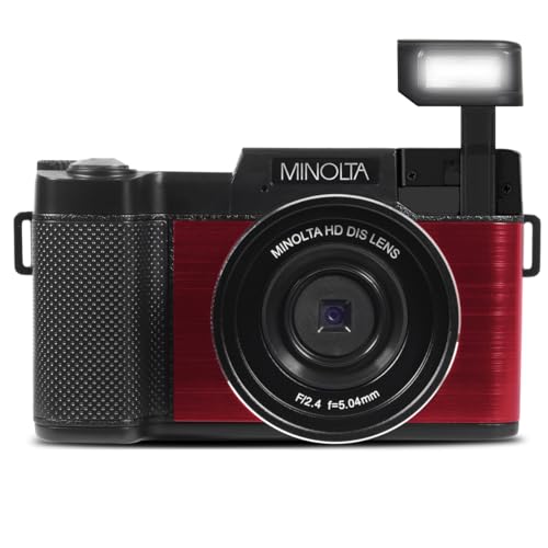 Minolta 30MP Digital Camera – 2.7K Ultra HD Video, 3-inch 180° LCD Screen, Face Detection, Anti-Shake, 9 Scene Modes, Photo Burst, Panorama, CMOS Sensor, 32GB Card (Red) - Image 5