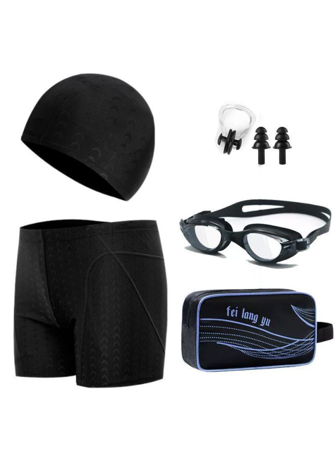 إسكدنيا سراويل سباحة للرجال البالغين مضادة للإحراج مكونة من ثلاث قطع ملابس سباحة للمراهقين سريعة الجفاف مقاس كبير شورتات سباحة للرجال - اللون: 520 هلالي مجموعة من خمس قطع (نظارات مسطحة) - - Image 1