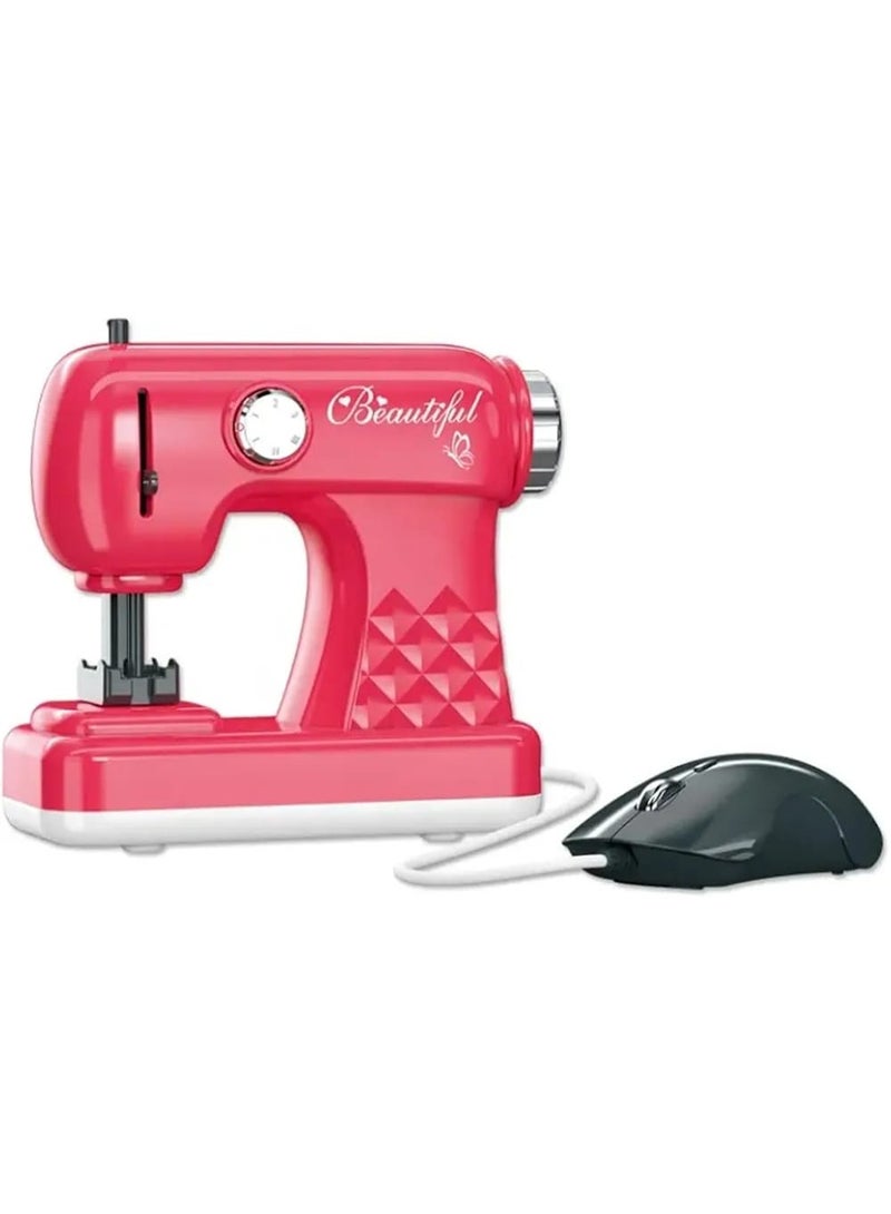 Kids Pretend Play Sewing Machine Toy | Interactive DIY Playset for Girls | Simulated Electric Sewing Machine with Light & Sound | Educational Creative Toy Gift (23×17×7 cm) - Image 1