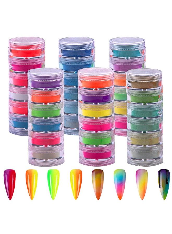 Duufin 36 Colors Pigment Nail Powder Colorful Luminous Pigment Powder Iridescent Pearlescent Powder Pigment For Nail Art Body And Crafts - Image 2