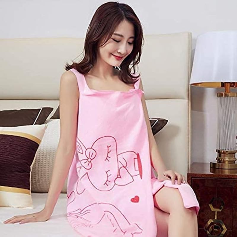 Temoli Bathrobe for Women, Towel Bathrobe for Women 80 x 130 cm. Pack of 1|Pink - Image 1
