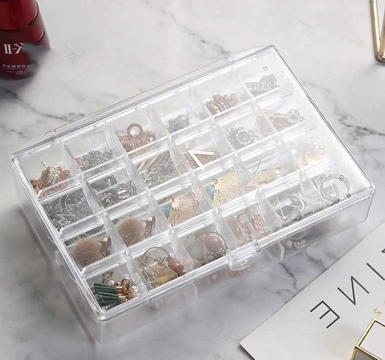 HOMETIC 2 layer Acrylic Jewelry Storage Box Dustproof Earring Box Doll Container Stationery Storage Box Portable Nail Art Storage Case (Multi Color) (Pack of 1) - Image 4