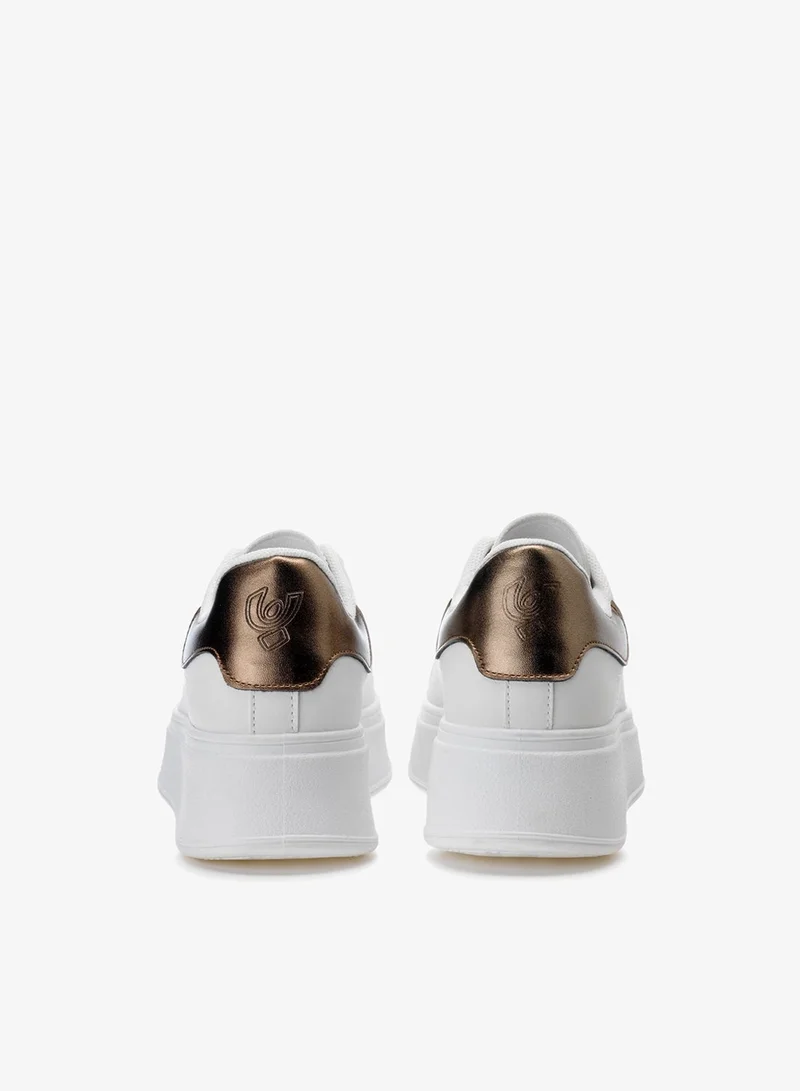Freddy  Freddy Women Premium White & Bronze Platform Sneaker – Luxe Chunky Lace‑Up Trainer for Women for Women | Best Price UAE