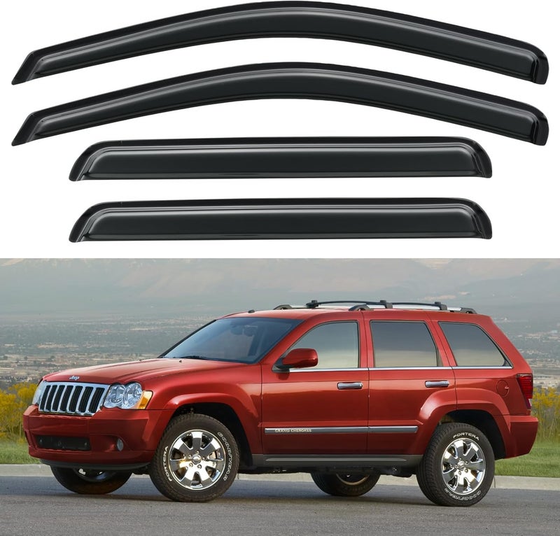 YQAUTEC Window Visors Rain Guards Shield for 2005-2010 Jeep Grand Cherokee - Image 1