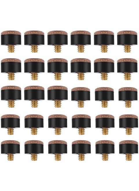 Screw on Billiard Cue Tips, 12 mm/13 mm Hard Leather Billiard Pool Cue Stick Tips Replacement Kit with Storage Box, for Pool Cues and Snooker (30Pcs - Brown)