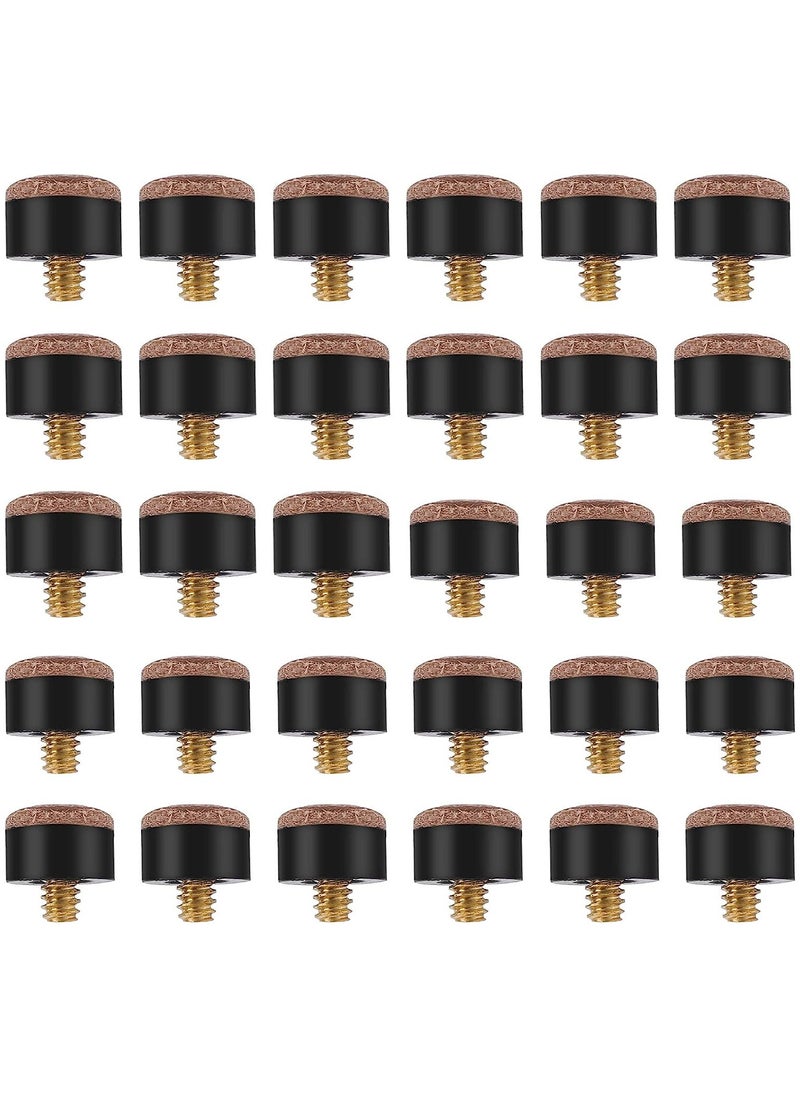 Screw on Billiard Cue Tips, 12 mm/13 mm Hard Leather Billiard Pool Cue Stick Tips Replacement Kit with Storage Box, for Pool Cues and Snooker (30Pcs - Brown)