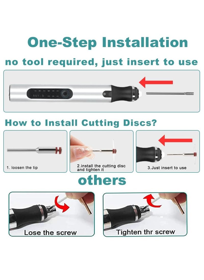 Generic - Engraving Pen, Electric Engraving Tool Kit, Micro Cordless USB Rechargeable Etching Pen for DIY Art Carving Glass Wood Metal Stone Plastic Nails Jewelry - Image 1