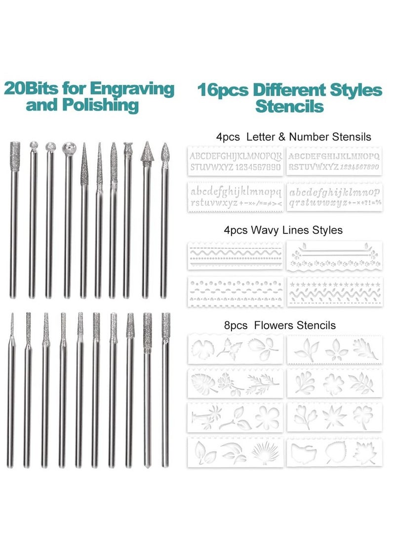 Generic - Engraving Pen, Electric Engraving Tool Kit, Micro Cordless USB Rechargeable Etching Pen for DIY Art Carving Glass Wood Metal Stone Plastic Nails Jewelry - Image 1