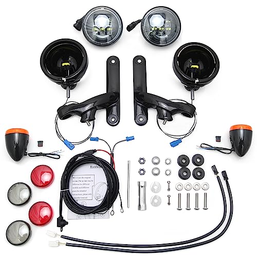 Happy-motor Motorcycle fog light Auxiliary Spotlight custom dynamics lights for harley davidson Turn Signal Touring Lights Fog Light Brackets For Harley street glide FLHX Gloss Black Bracket - Image 2