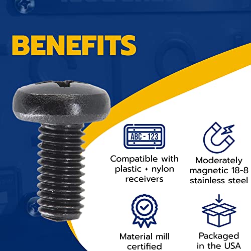 MAKERS BOLT Black License Plate Screws for Audi and VW, Phillips Machine Pan Head 18-8, Stainless Steel, M6-1.0 x 10 mm Bolt (Pack of 4) - Image 5