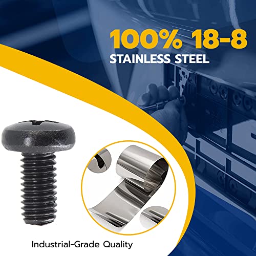 MAKERS BOLT Black License Plate Screws for Audi and VW, Phillips Machine Pan Head 18-8, Stainless Steel, M6-1.0 x 10 mm Bolt (Pack of 4) - Image 3