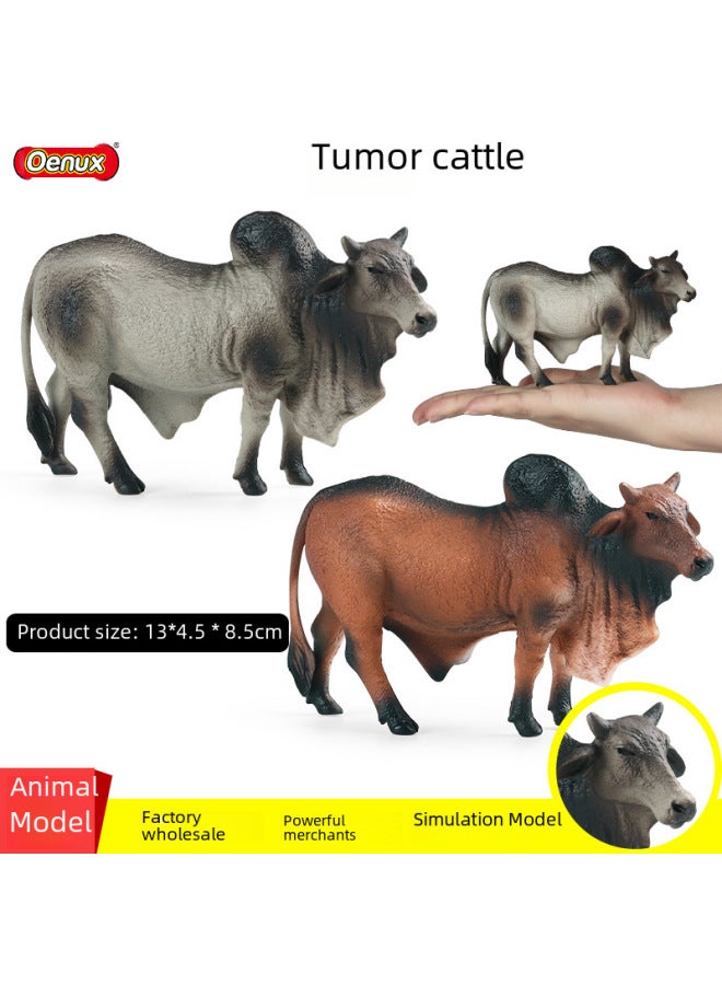 Children's Cognitive Simulation Solid Wild Animal Model Ranch Farm Tumor Cow Plastic Toy Ornaments-Color:M-2813 River Cattle (black) - Image 2