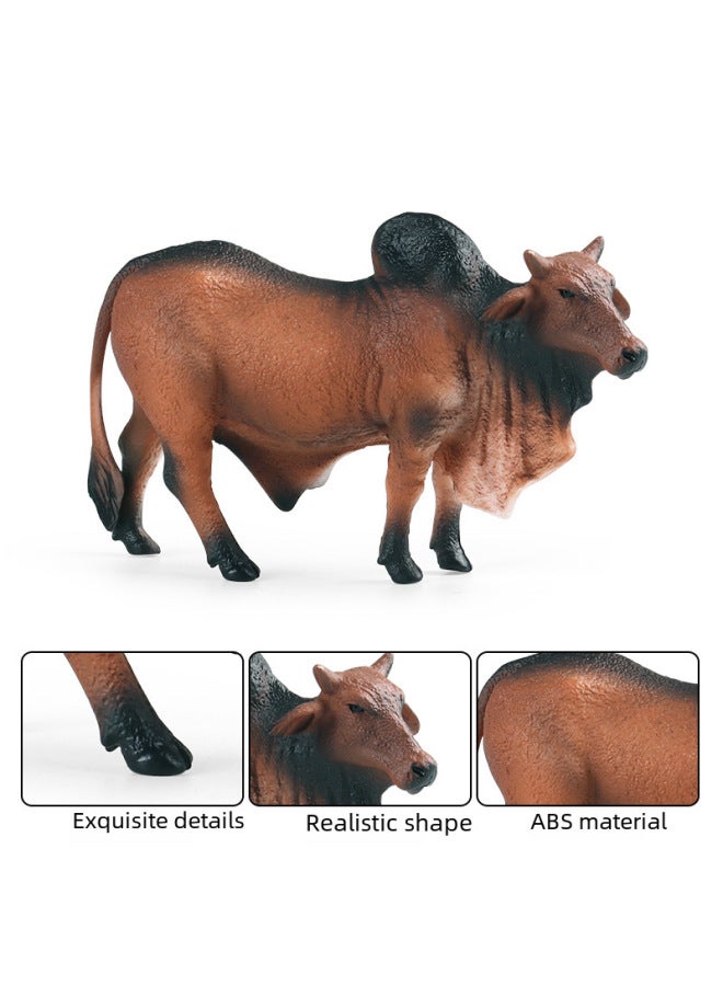 Children's Cognitive Simulation Solid Wild Animal Model Ranch Farm Tumor Cow Plastic Toy Ornaments-Color:M-2813 River Cattle (black) - Image 3