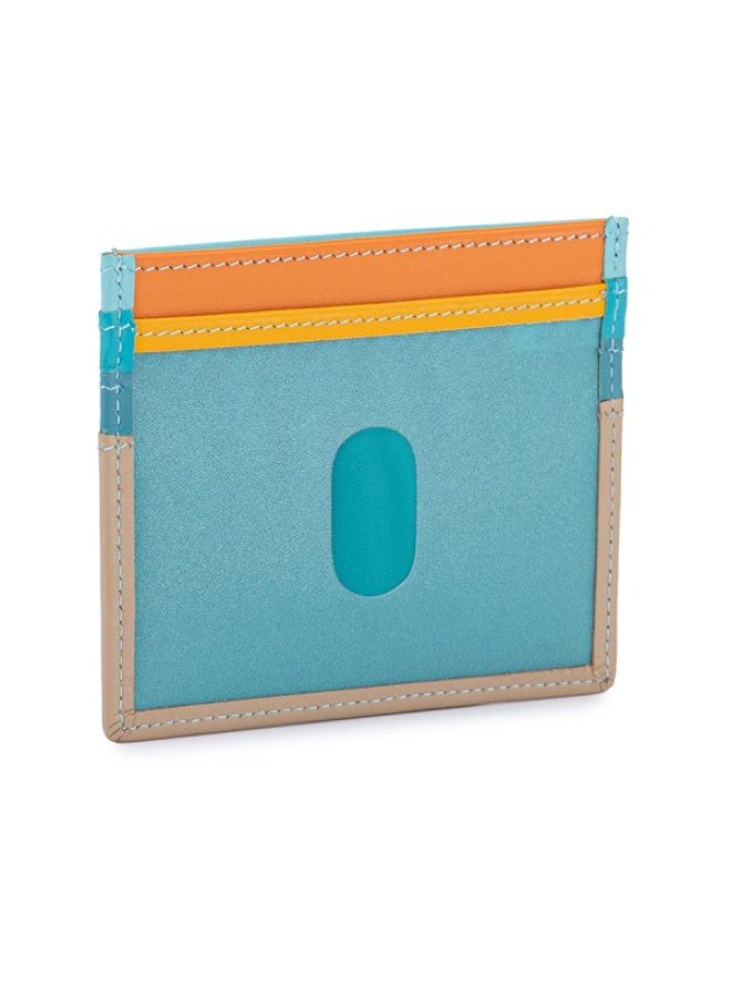 Mywalit Nappa Leather RFID Card Holder – Slim Wallet with 3 Card Slots, Transparent ID Window & Note Section – Premium Colourful Leather Travel Card Holder for Men & Women - Sardinia - Image 2