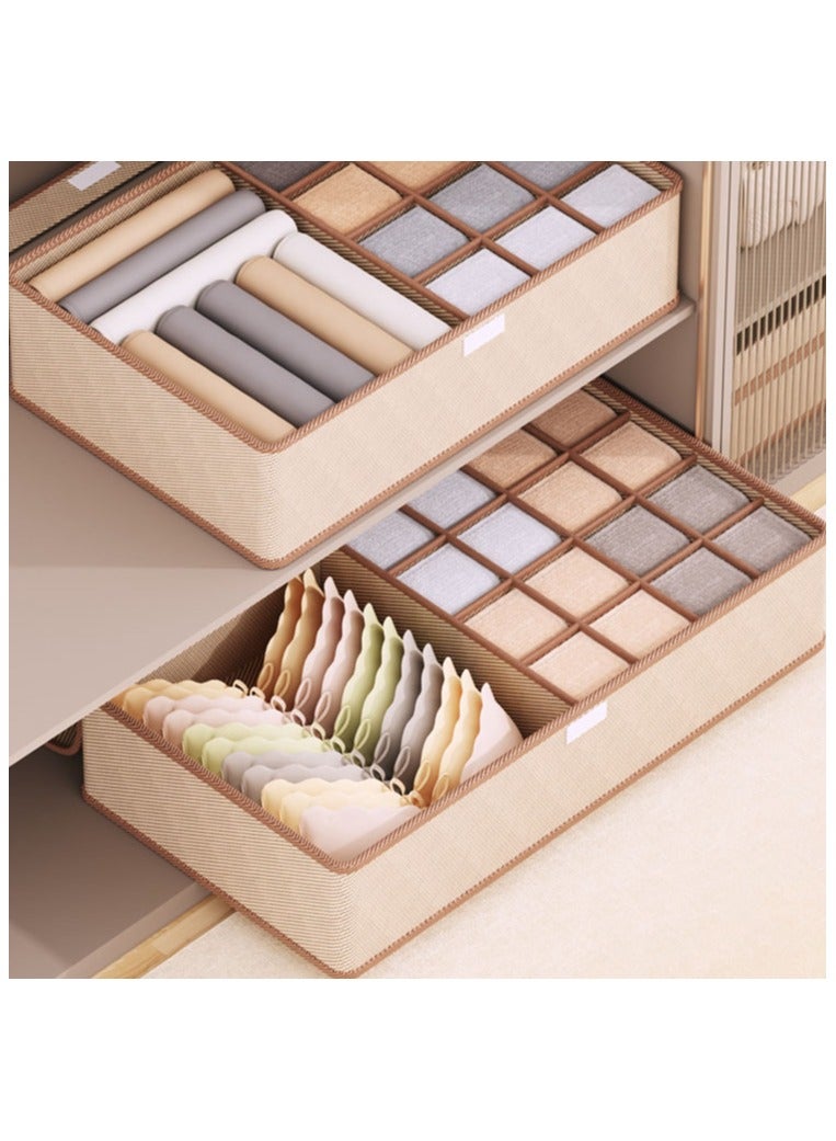 Hanayo Sock Drawer Organizer with Lid 17 Cells Foldable Underwear and Bras Drawer Organizers Non-woven Fabric Storage Box Divider Bins for Bra Socks Underware Ties(Beige) - Image 4