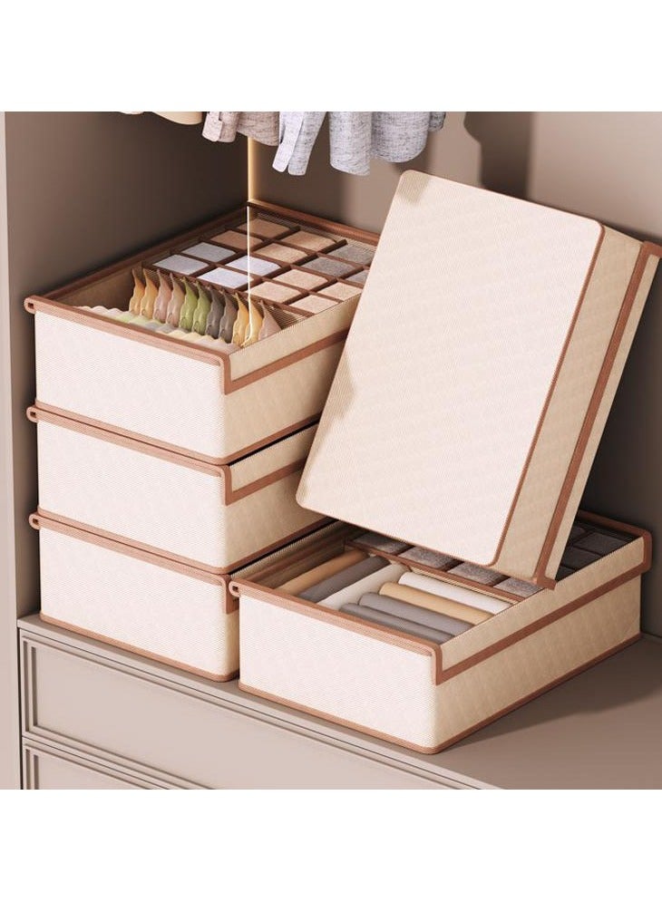 Hanayo Sock Drawer Organizer with Lid 17 Cells Foldable Underwear and Bras Drawer Organizers Non-woven Fabric Storage Box Divider Bins for Bra Socks Underware Ties(Beige) - Image 5