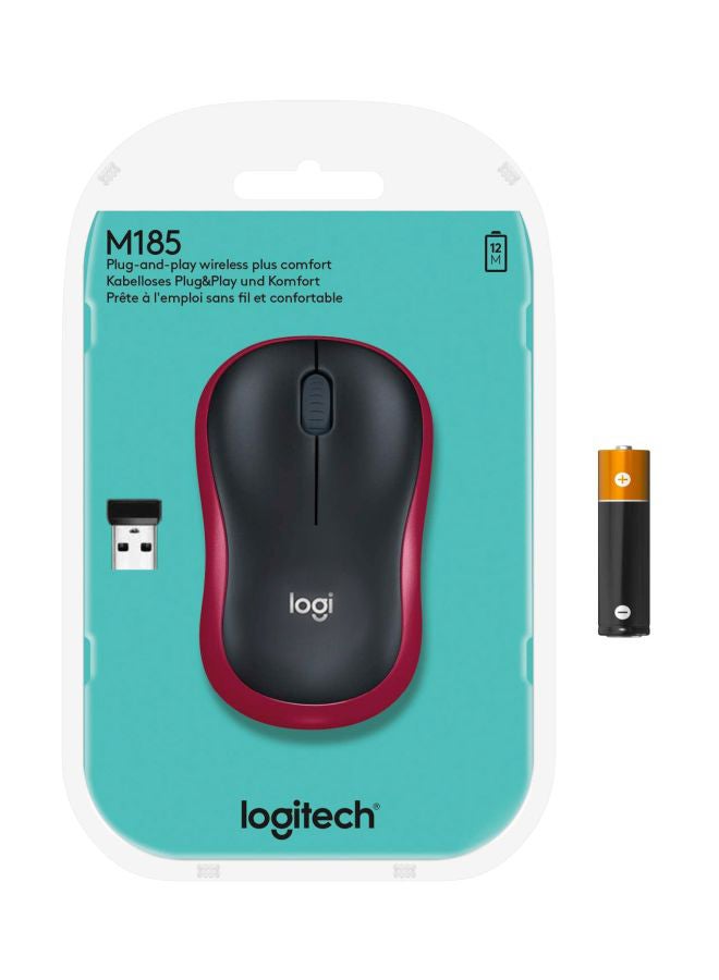 Logitech M185 Wireless Mouse Black/Red - Image 4