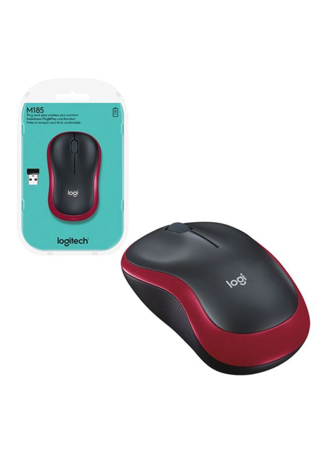Logitech M185 Wireless Mouse Black/Red - Image 3