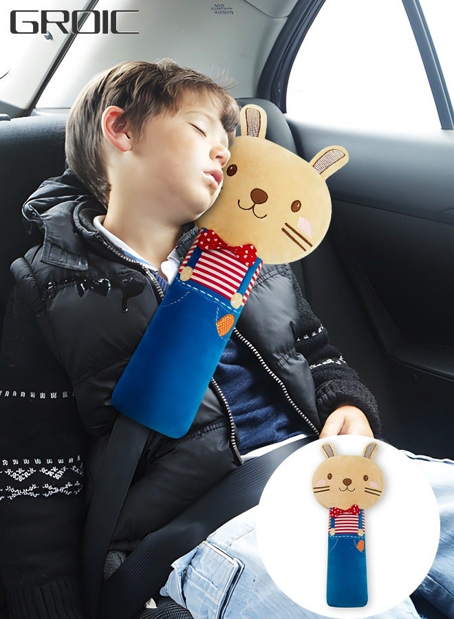 GROIC Seat Belt Cover for Kids, Seatbelt Pillow Cover Stuffed Soft Plush Travel Pillow in Car, Detachable Protectors for Head Neck and Shoulder, Universal Car Seat Strap Cushion Pads for Child Adults - Image 1