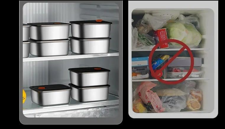 Parssufy Fridge Storage Box 316 Stainless Steel Food Storage Containers | Food Grade, Leakproof Kitchen Organizer | Freshness Locking, Microwavable & Freezer Safe (2 PCS 1200 ml,1500 ml) - Image 4