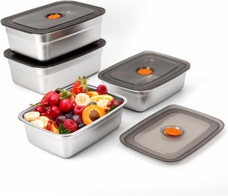 Parssufy Fridge Storage Box 316 Stainless Steel Food Storage Containers | Food Grade, Leakproof Kitchen Organizer | Freshness Locking, Microwavable & Freezer Safe (2 PCS 1200 ml,1500 ml) - Image 1
