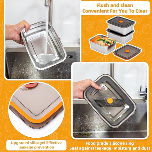 Parssufy Fridge Storage Box 316 Stainless Steel Food Storage Containers | Food Grade, Leakproof Kitchen Organizer | Freshness Locking, Microwavable & Freezer Safe (2 PCS 1200 ml,1500 ml) - Image 3