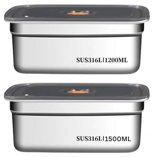 Parssufy Fridge Storage Box 316 Stainless Steel Food Storage Containers | Food Grade, Leakproof Kitchen Organizer | Freshness Locking, Microwavable & Freezer Safe (2 PCS 1200 ml,1500 ml) - Image 2