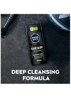 NIVEA MEN 3in1 Shower Gel Body Wash DEEP Micro-Fine Clay Woody Scent 250ml  - Image 2